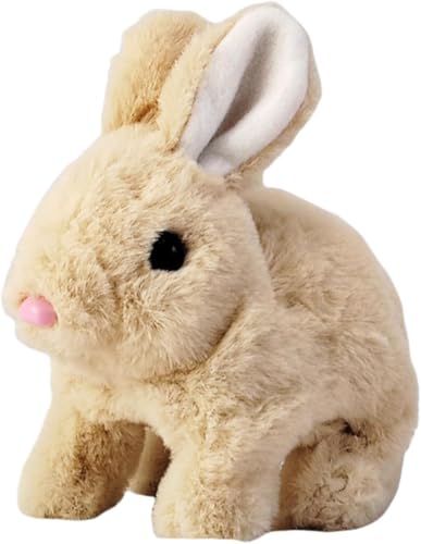 AngLink MEIION festberg RealBunny – Interaktiver Roboterhase für Kinder | Hüpfendes Plüschkaninchen mit realistischen Geräuschen | Lebensechtes Kaninchenspielzeug zum Kuscheln & Spielen (Gelb) von AngLink
