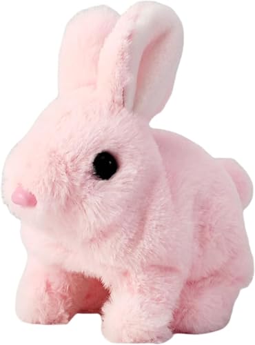 AngLink MEIION festberg RealBunny – Interaktiver Roboterhase für Kinder | Hüpfendes Plüschkaninchen mit realistischen Geräuschen | Lebensechtes Kaninchenspielzeug zum Kuscheln & Spielen (Rosa) von AngLink