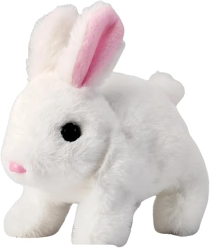 AngLink MEIION festberg RealBunny – Interaktiver Roboterhase für Kinder | Hüpfendes Plüschkaninchen mit realistischen Geräuschen | Lebensechtes Kaninchenspielzeug zum Kuscheln & Spielen (Weiß) von AngLink