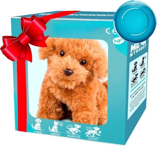 AngLink festberg RealPuppy – Realistischer Roboterwelpe (17 cm) | Schlafender Plüschhund als emotionale Unterstützung, Interaktives Kuscheltier & Haustier-Ersatz für Kinder (Braun) von AngLink