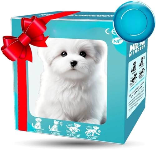 AngLink festberg RealPuppy - Realistischer Roboterwelpe schlafender Plüschhund, interaktives Kuscheltier zur emotionalen Unterstützung, pflegeleichtes Spielzeug für Kinder und Erwachsene (Weiß) von AngLink