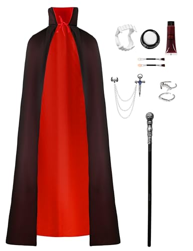Angelaicos Vampir-Kostüm-Zubehör-Set für Erwachsene, Unisex, für Männer und Frauen, Vampirumhang, Halloween-Party-Outfits Angelaicos Vampir-Kostüm-Zubehör-Set für Erwachsene, Unisex, für Männer und Frauen, Vampirumhang, Halloween-Party-Outfits von Angelaicos