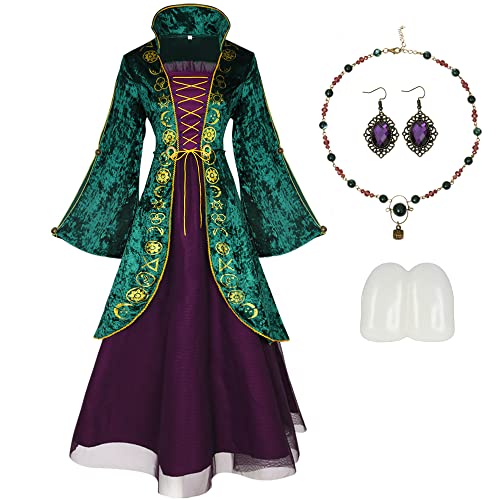 Damen Winifred Kleid Kostüm Hexe Cosplay Party Mittelalter Grün (X-Large) von Angelaicos