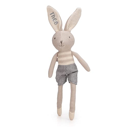 AngelicArt Personalisiertes Kuscheltier Hase mit Namen – Geschenk für Mädchen, Jungen, Unisex – Stofftier mit Wunschname (Grau) von AngelicArt
