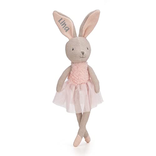 AngelicArt Personalisiertes Kuscheltier Hase mit Namen – Geschenk für Mädchen, Jungen, Unisex – Stofftier mit Wunschname (Rosa) von AngelicArt