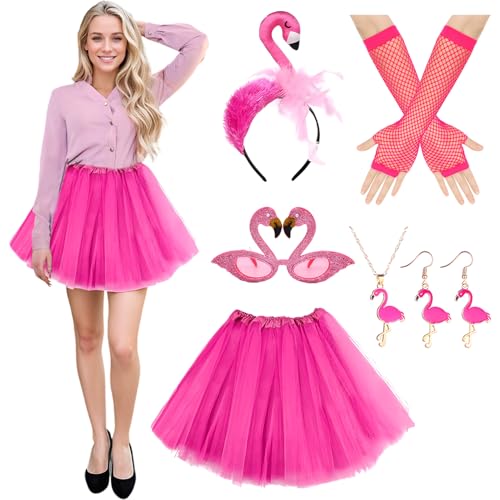 Angenster 6 Stück Flamingo Kostüm Damen Set, Flamingo Kostüm Karneval Kostüm Damen mit Flamingo Haarreif Brille Hawaii Kostüm Accessoire, Fasching Kostüm für Karneval Fasching Damen Angenster 6 Stück Flamingo Kostüm Damen Set, Flamingo Kostüm Karneval Kostüm Damen mit Flamingo Haarreif Brille Hawaii Kostüm Accessoire, Fasching Kostüm für Karneval Fasching Damen von Angenster