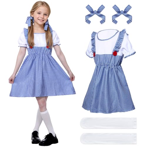 Angenster D orothy Kostüm für Kinder, Welttag des Buches für Mädchen, D-Orothy-Kostüm für Schule, Buchwoche mit Haarbändern, Socken, Mädchen-Kostüm, Kinderkostüm (Kinder, 110) von Angenster