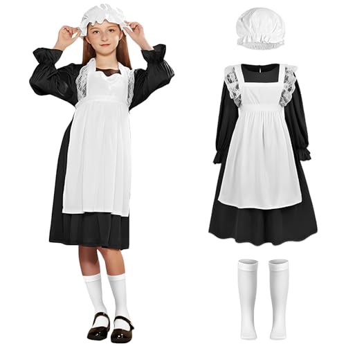 Angenster Dienstmädchenkostüm für Mädchen, viktorianisches Kostüm, Mädchen, Verkleidung mit Kleidern, Schürzen, weiße Socken, Dorf-Mittelalter-Kleid, Kostüme für Halloween, Cosplay, Welttag des Buches Angenster Dienstmädchenkostüm für Mädchen, viktorianisches Kostüm, Mädchen, Verkleidung mit Kleidern, Schürzen, weiße Socken, Dorf-Mittelalter-Kleid, Kostüme für Halloween, Cosplay, Welttag des Buches von Angenster