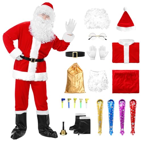 Angenster Weihnachtsmann Kostüm, Nikolaus Kostüm Weihnachtskostüm Herren mit Mütze Perücke Bart Brille Glocke Gürtel Handschuhe Schuhüberzüge Tasche Stab Blowing Dragon, Nikolauskostüm (2024, XXL) Angenster Weihnachtsmann Kostüm, Nikolaus Kostüm Weihnachtskostüm Herren mit Mütze Perücke Bart Brille Glocke Gürtel Handschuhe Schuhüberzüge Tasche Stab Blowing Dragon, Nikolauskostüm (2024, XXL) von Angenster