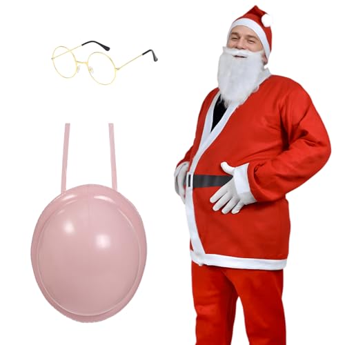 Angenster Weihnachtsmann Kostüm Set, 12 Teiliges Nikolaus Kostüm Weihnachtsmann Cosplay mit Mütze Oberteil Hose Bart Gürtel Stiefel Gläser Geschenktüte, Santa Claus Costume für Mottoparty (Stil A, F) Angenster Weihnachtsmann Kostüm Set, 12 Teiliges Nikolaus Kostüm Weihnachtsmann Cosplay mit Mütze Oberteil Hose Bart Gürtel Stiefel Gläser Geschenktüte, Santa Claus Costume für Mottoparty (Stil A, F) von Angenster