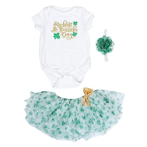 Angoily 1 Satz Klee Netz Kleid Kleidung Baumwollkostüme St. Patrick's Day Liefert Festival-Overall St. Patrick's Day Cosplay-Rock Rock Anzug Baumwolle Green von Angoily