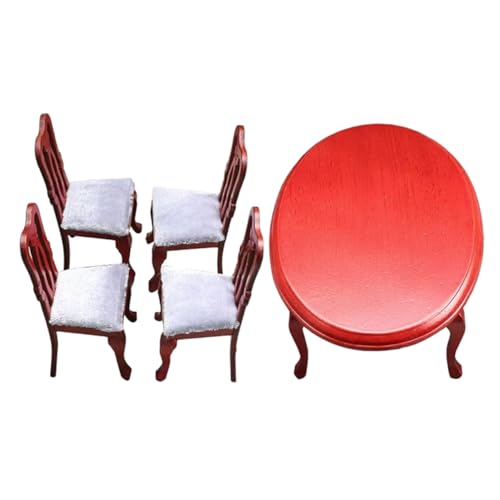 Angoily 1 Satz Möbelmodell Restaurant Mini-Puppenhausmöbel Puppenstubenstühle Miniaturmöbel für Puppenstuben kleine Puppenstubenmöbel Tisch und Stühle winzige Möbel Holz von Angoily