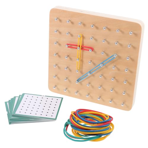 Angoily 1 Satz Steckbrett Geometriebrett geometrische Formen Geometrisches Nagelbrett mathematisches Lernspielzeug Geobrett Geoboard für Kinderspielzeug Geoboard- Holz Weiß von Angoily