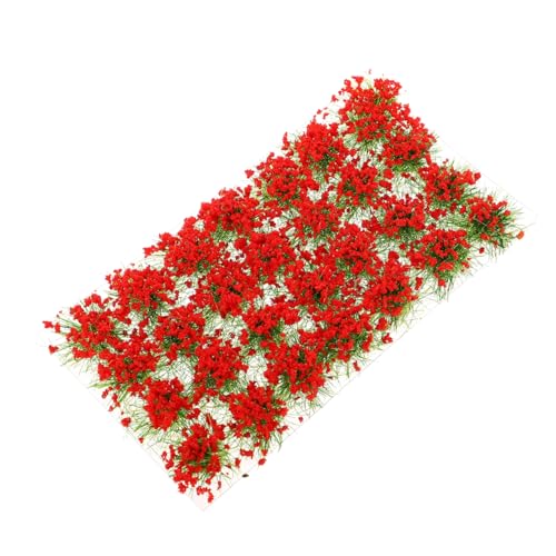 Angoily 1 Schachtel Resin Miniatur Grasbüschel mit Roten Blüten DIY Modellbau Streugras für Sandtisch Mini Landschaftsbau Realistische Langlebige Mikro landschaftsdekoration von Angoily