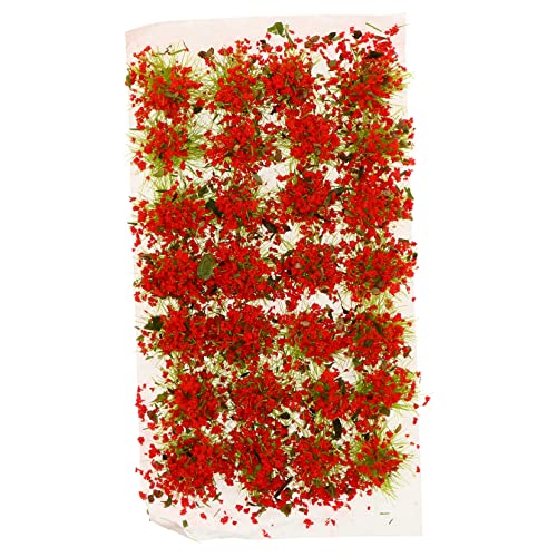 Angoily 1 Schachtel Sandtisch DIY Material Minicluster Klein Miniaturgartenzubehör Märchengarten Miniatur Basierende Blumen Gras-Miniatur Mini-modellbäume Pflanzen Anordnung Rot Plastik von Angoily