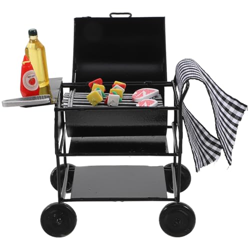 Angoily 1 Set Puppenhaus Miniatur Grill, Legierung, Schwarz, 9 x 6,3 x 4,5 cm, Mini Grill Modell für 1/6 und 1/12 Maßstab Puppenhaus Dekoration von Angoily