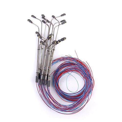 Angoily 10 Stück Außenmodell Laternenpfahl Doppellaternenpfahl Puppenhausbeleuchtung LED Industrie Mini Straßenlaterne Außendekor Wegeleuchte Miniatur 1/150 Straßenlaterne von Angoily