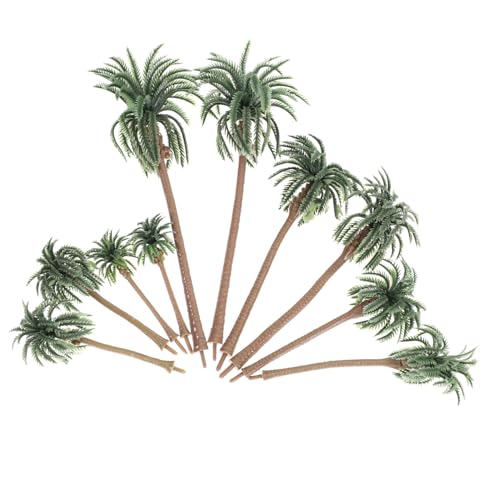 Angoily 10 Stück Teiliges Miniatur Kokospalmen Modelle Kunststoff Landschaftsbau DIY Grün Palmendeko für Diorama Sandtisch Zubehör von Angoily
