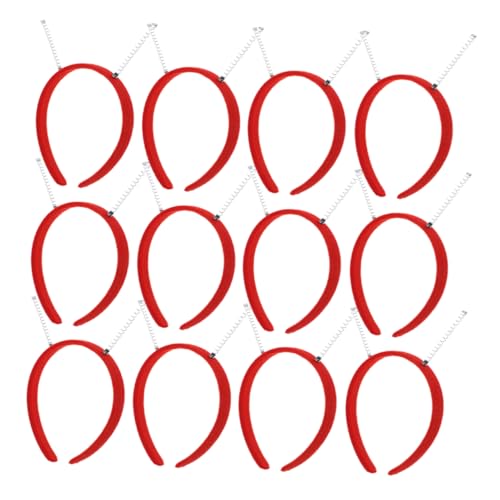 Angoily 12 Stück Haarband mit Feder Stirnband Frauen Kostümzubehör Damen Halloween-Stirnbänder für Frauen antenne stirnband erwachsene Plüsch rot von Angoily