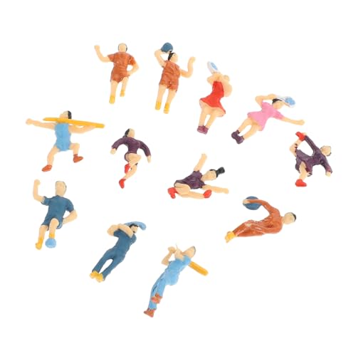 Angoily 12 Stück Maßstab Plastik Figuren für Sandtisch Landschaftsbau DIY Dekoration Hohe Miniatur Figuren für Diorama und Modellbau von Angoily