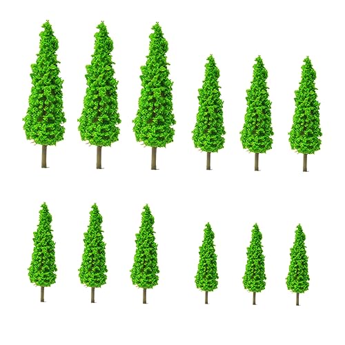 Angoily 12 Stück Simulation Grüner Baum Modellzug Kleine Mini Garten Ornamente Gefälschte Pflanzen Künstliche Station Basis Bäume Simulierter Baum Zubehör Reben Kunststoff von Angoily