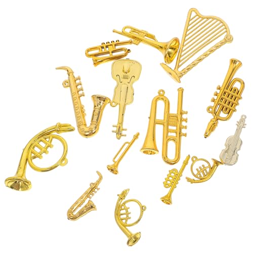 Angoily 14-teiliges Miniatur-musikinstrumenten-Set, Christbaumschmuck aus Acryl, DIY-Miniatur-musikinstrumenten-Dekorationen für Feiertagspartys von Angoily