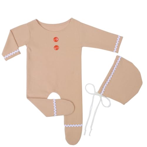 Angoily 1Satz Langarm Strampler für Neugeborene mit Hut Weihnachts Themenoutfit für Kleinkinder Niedliches Fotografie Outfit für Junge Mädchen für Festliche Anlässe und Fotoshootings von Angoily