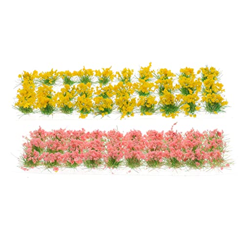Angoily 2 Blätter Künstliche Blumenbüsche Miniatur Modell DIY Sandtisch Dekoration Realistisch Detailliert Selbstklebend für Micro Landschaft Gartenbahn Gestaltung von Angoily