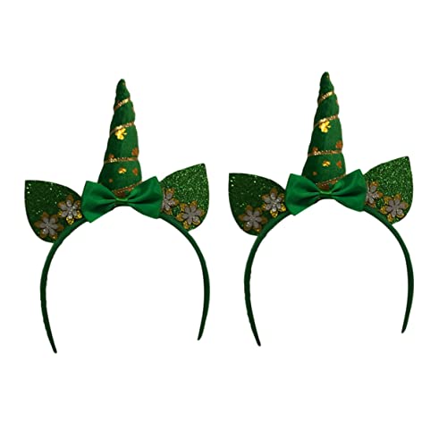 Angoily 2 Stück Einhorn -Stirnbandkopfschmuck Haarzubehör Haarklammern St. Patrick's Day Stirnband Festival-Haarreifen Party liefert Kopfschmuck st. Patrick Day Haarband von Angoily