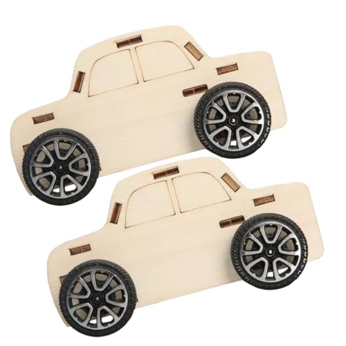 Angoily 2 Stück Handgefertigtes Holzauto zum Zusammenbauen Stabiles DIY Wissenschaftsspielzeug für Fördert Bastelfähigkeiten und Naturwissenschaftliches Lernen Langlebig und Sicher aus von Angoily