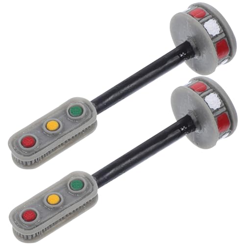 Angoily 2 Stück Miniatur Ampelanlage Realistische Straßenlampen für Puppenhaus Dekoration Kinderspielzeug zur Verkehrserziehung Sicheres Langlebiges Design Harz von Angoily