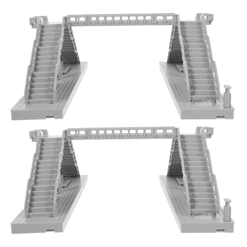 Angoily 2 Stück Miniatur-Fußgängerbrücke, Spielzeug für Sandtisch, Dekoration, Modelleisenbahn-Zubehör, DIY-Handwerk, Konstruktion, Fußgängerbrücke, Szene, Requisiten, Grau von Angoily