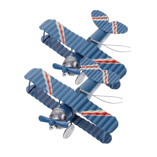 Angoily 2 Stück Retro-flugzeugmodell Klein Flugzeuge Gartendekoration Flugzeug Mini Modellflugzeug Geburtstag Flugzeugornament Aus Metall Vintage Flugzeugmodell Aus Metall Eisen Blue von Angoily