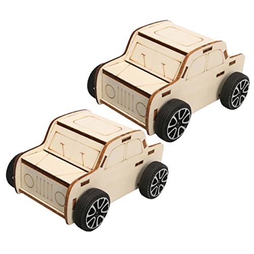 Angoily 2 Stück Teiliges Holzauto Wissenschaftliches DIY Langlebiges Holzmodell zum Zusammenbauen Pädagogisches Experimentierspielzeug für Jungen und Mädchen Ab Vorschulalter von Angoily