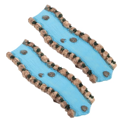 Angoily 2 Stück Teiliges Miniatur Flussornament aus Stabilem Harz Miniatur Garten Wasserlandschaft Dekorativer Bach für Sandtisch Therapeutische Räume und Gartenanlagen von Angoily