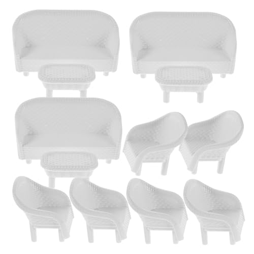Angoily 3 Sätze Miniature Dollhouse Furniture Weiße Sofa und Tischmodelle für Rollenspiel Teile für DIY Miniaturhäuser und Märchengärten von Angoily