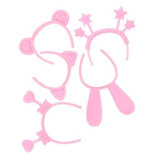 Angoily 4 Satz Spielzeugpuppe Flaschengriffe Griffe kompatibel rosa Insekt Stirnband mit rosa Katzenohren Krabbenkostüm Damen Katzenstirnbänder für Mädchen Bärenohr Plastik von Angoily