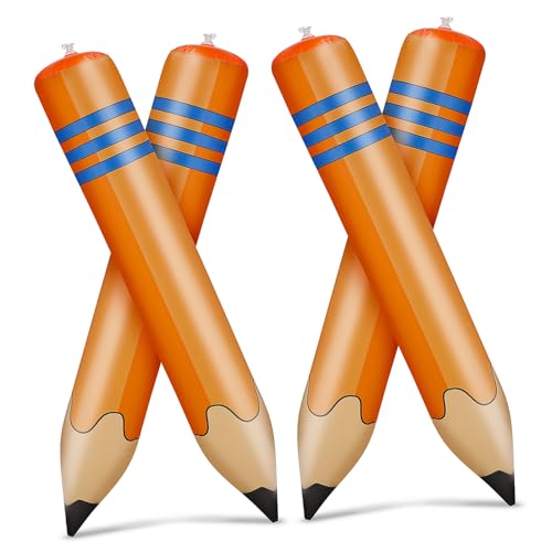 Angoily 4 Stück Aufblasbarer Riesenbleistift Jumbo PVC Bleistift Leicht Tragbar Schnelle Luftfüllung Kinderfreundlich Klassenzimmer Dekoration Zufällige Farbe Zufällige Farbe von Angoily