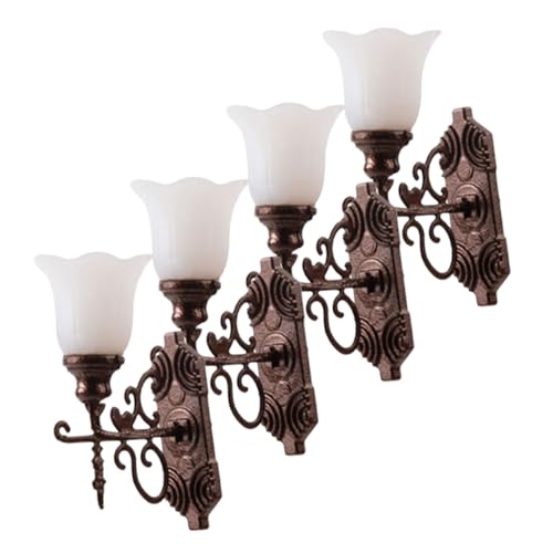 Angoily 4 Stück Miniatur Wandlampe Dekorative Miniatur Wandleuchte für Puppenhaus und Sandtisch Detailreiche LED Wandlampe in Antikem mit Weißem Licht Geeignet für Miniaturhäuser und Angoily 4 Stück Miniatur Wandlampe Dekorative Miniatur Wandleuchte für Puppenhaus und Sandtisch Detailreiche LED Wandlampe in Antikem mit Weißem Licht Geeignet für Miniaturhäuser und von Angoily