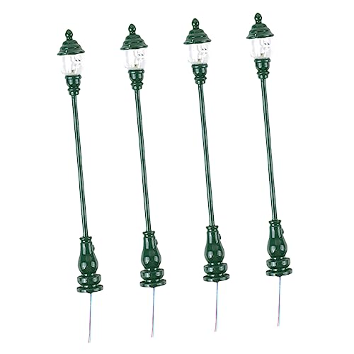 Angoily 4 Stück Modell Gartenleuchte Miniaturlampe klein Solar- Lampen Sandtisch Dekoration Modellbau Landschaft Modell Einer Gartenlampe Mikrolandschaftsornament Edelstahl Plus abs Green von Angoily