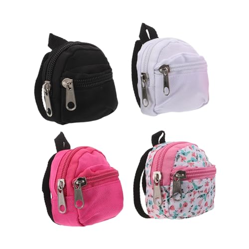 Angoily 4 Stück Teiliges Mini Rucksack für Puppen mit Reißverschluss Maßstab Polyester Schulrucksäcke Leichte Robuste DIY Taschen für Puppenhaus Zubehör und Rollenspiele Kreative von Angoily