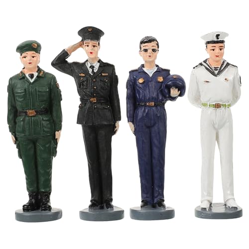 Angoily 4Er Set Sandtischfiguren für spielzeugsoldaten Simulationsspielzeug Kriegsspielzeug Mini Menschen klein klassisches Soldaten-Schreibtischdekor Soldat Spielset Harz von Angoily