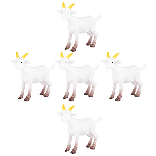 Angoily 5 Stück Bauernhoftiere Spielzeug Spielset Simulation winzige weiße Ziegen Lamm Schafe Modell Szenen-Layout Requisite Kleintiere frühpädagogisches Spielzeug für Kinder von Angoily