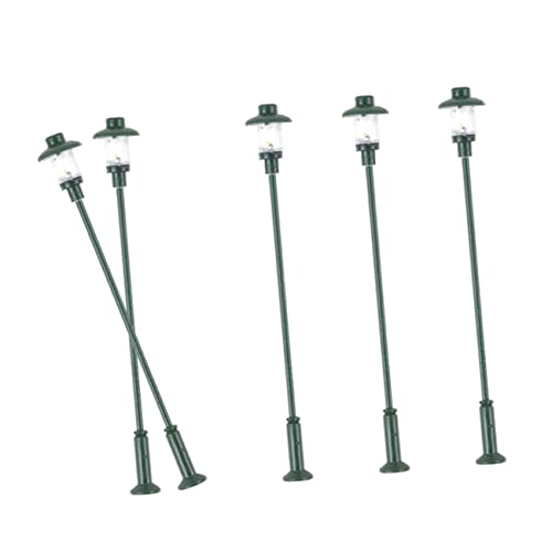 Angoily 5 Stück Mikro-Landschaftsgartenleuchte Tisch Gartendekoration Outdoor- mikrolandschaft Modellbau Material Mini-Parklampe Lampenmodelle Miniaturdekor Edelstahl Plus abs Green von Angoily