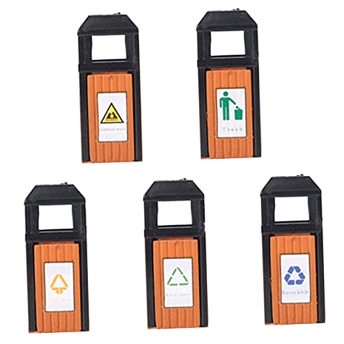 Angoily 5 Stück Mini Mülleimer Modell Teiliges Langlebige Miniatur Mülltonnen für Puppenhaus Sandtisch Dekoration Bruchsicher Detailreich Kreative DIY Zubehör von Angoily