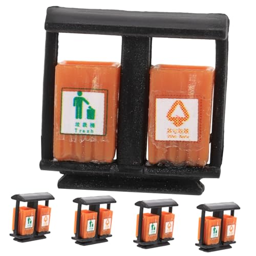 Angoily 5 Stück Mini Mülltonnen Modell aus Langlebigem Abs Realistische Miniatur für Sandtisch Puppenhaus und DIY Dekoration Detailreiche Mülltonnen als Zubehör für Mikro Landschaft und von Angoily