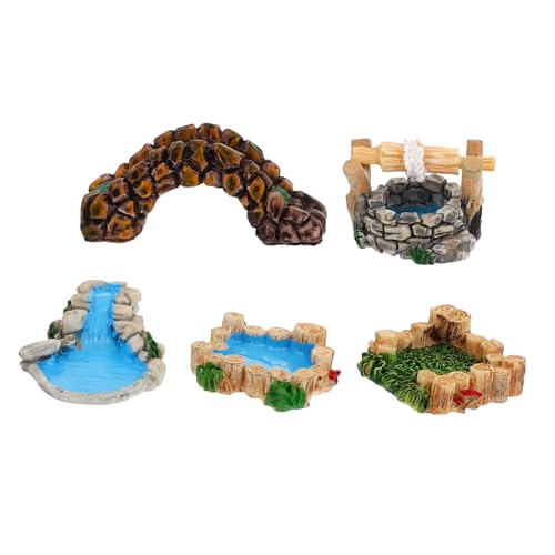 Angoily 5 Stück Miniatur Brücke Teiliges Langlebigem Harz Retro Gartenornamente für Mikrolandschaften und DIY Dekoration für Gartenliebhaber von Angoily