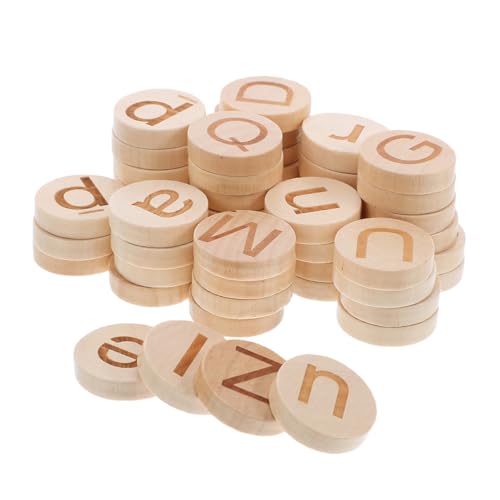 Angoily 52 Stück Teiliges Montessori Lernspielzeug Holzbuchstaben Rund Alphabet Discs Sichere Kanten Interaktive Vorschul Lernaktivitäten von Angoily