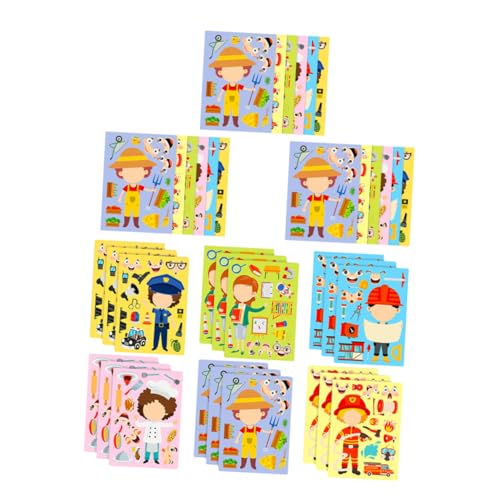 Angoily 6 Sätze Berufspuzzle Aufkleber DIY Kostüm Sticker Kreatives Rollenspiel Hand Koordination Schul und Freizeitspaß Frühkindlicher von Angoily