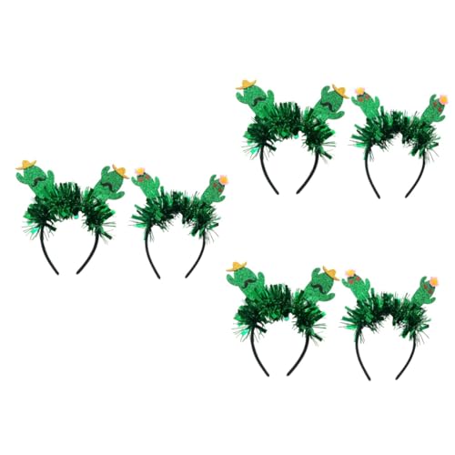 Angoily 6 Stück Kaktus Haarreif Stirnband Niedliches Kaktus Kostüm Zubehör für Damen Grün Party-Stirnband Strand Pool-Party Haarreifen Tropische Haardekorationen für Hawaii-Party von Angoily